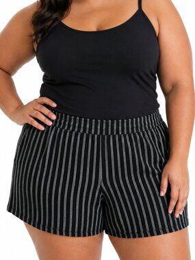 NEW plus size 4X black linen shorts "Mid-Rise Ultracomfort Waistband" Country